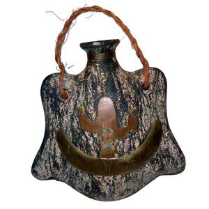 Vintage Native Aztec Pottery Hanging Wedding Vase Cactus Copper & Brass Inlay